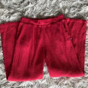 Sol Angeles Woman’s Small Crinkle Trouser Soft Pants in Coral Red